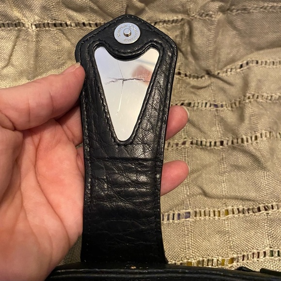 Cole Haan-VINTAGE-EUC Black Pebbled Leather Wristlet/Clutch w/Silver Tone Accent